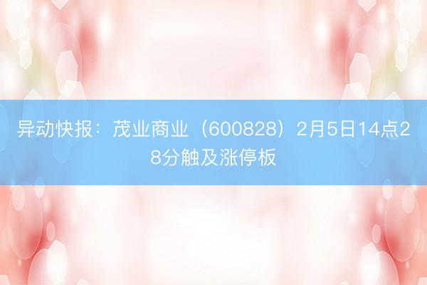 异动快报：茂业商业（600828）2月5日14点28分触及涨停板