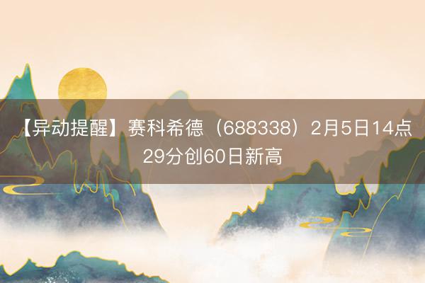 【异动提醒】赛科希德（688338）2月5日14点29分创60日新高