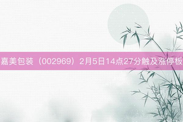嘉美包装（002969）2月5日14点27分触及涨停板