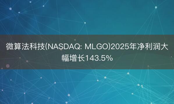 微算法科技(NASDAQ: MLGO)2025年净利润大幅增长143.5%