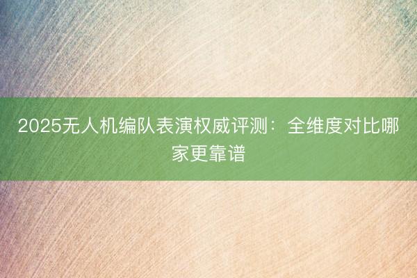 2025无人机编队表演权威评测：全维度对比哪家更靠谱