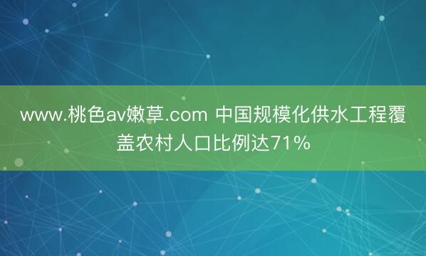 www.桃色av嫩草.com 中国规模化供水工程覆盖农村人口比例达71%
