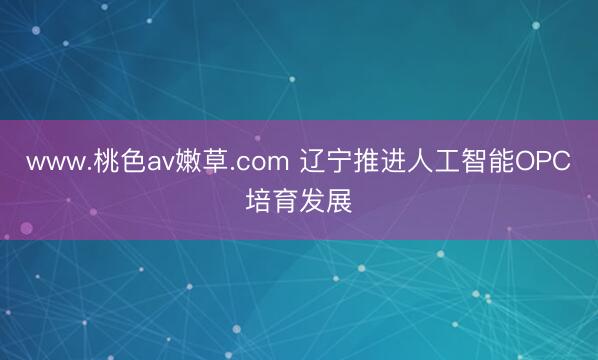 www.桃色av嫩草.com 辽宁推进人工智能OPC培育发展