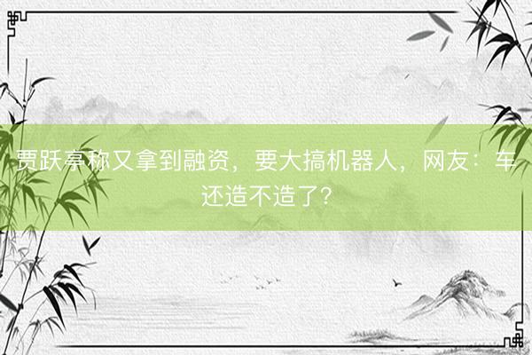 贾跃亭称又拿到融资，要大搞机器人，网友：车还造不造了？