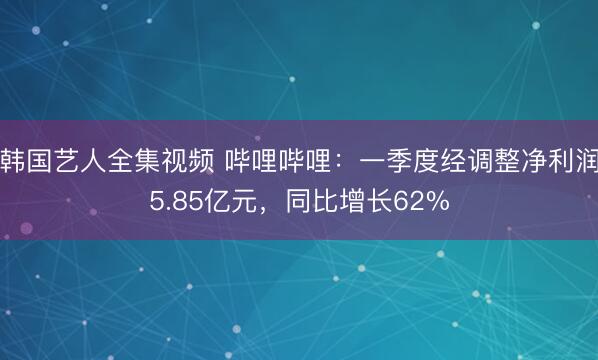 韩国艺人全集视频 哔哩哔哩：一季度经调整净利润5.85亿元，同比增长62%