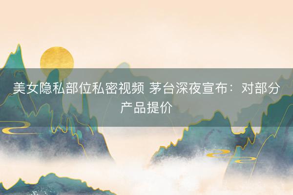 美女隐私部位私密视频 茅台深夜宣布：对部分产品提价