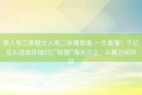 男人有三条腿女人有二张嘴歌曲 一文看懂!千亿龙头佰维存储2亿“联姻”海光芯正,AI算力闭环