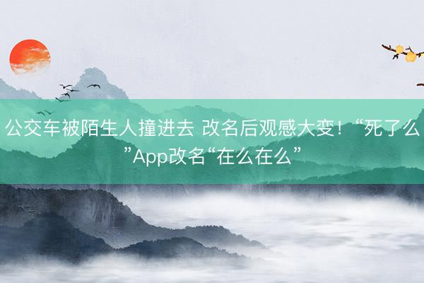 公交车被陌生人撞进去 改名后观感大变！“死了么”App改名“在么在么”