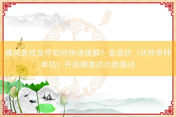 痛风急性发作如何快速缓解？金蓓欣（伏欣奇拜单抗）开启精准抗炎新路径