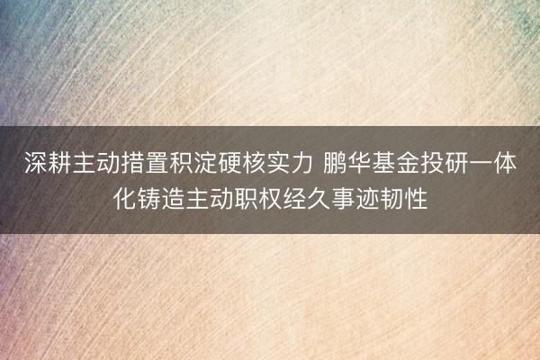 深耕主动措置积淀硬核实力 鹏华基金投研一体化铸造主动职权经久事迹韧性