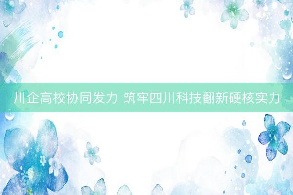 川企高校协同发力 筑牢四川科技翻新硬核实力