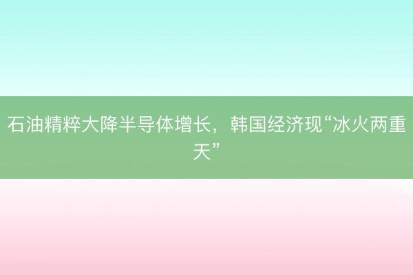 石油精粹大降半导体增长，韩国经济现“冰火两重天”