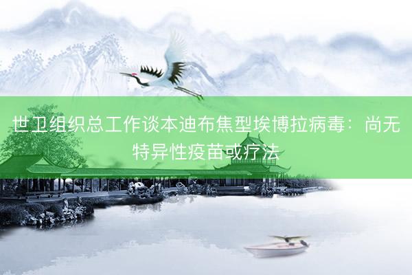 世卫组织总工作谈本迪布焦型埃博拉病毒：尚无特异性疫苗或疗法
