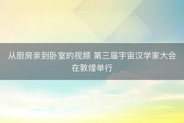 从厨房亲到卧室的视频 第三届宇宙汉学家大会在敦煌举行