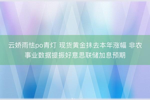 云娇雨怯po青灯 现货黄金抹去本年涨幅 非农事业数据提振好意思联储加息预期