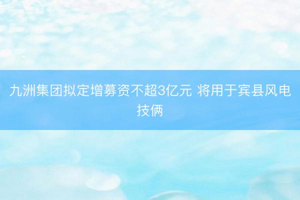 九洲集团拟定增募资不超3亿元 将用于宾县风电技俩
