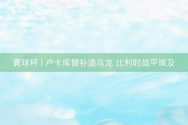 寰球杯 | 卢卡库替补造乌龙 比利时战平埃及